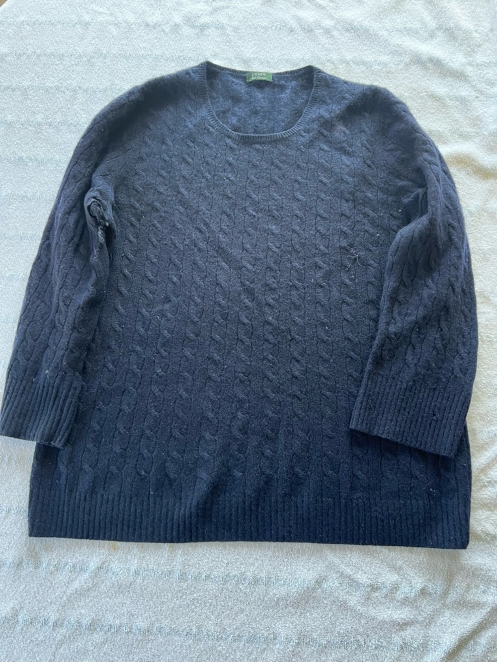 J. Crew Navy Cable Knit Cashmere Sweater​